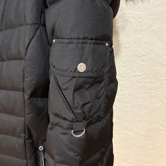 Eddie Bauer Black Down Fur Accent Puffer Coat - Picture 5 of 9